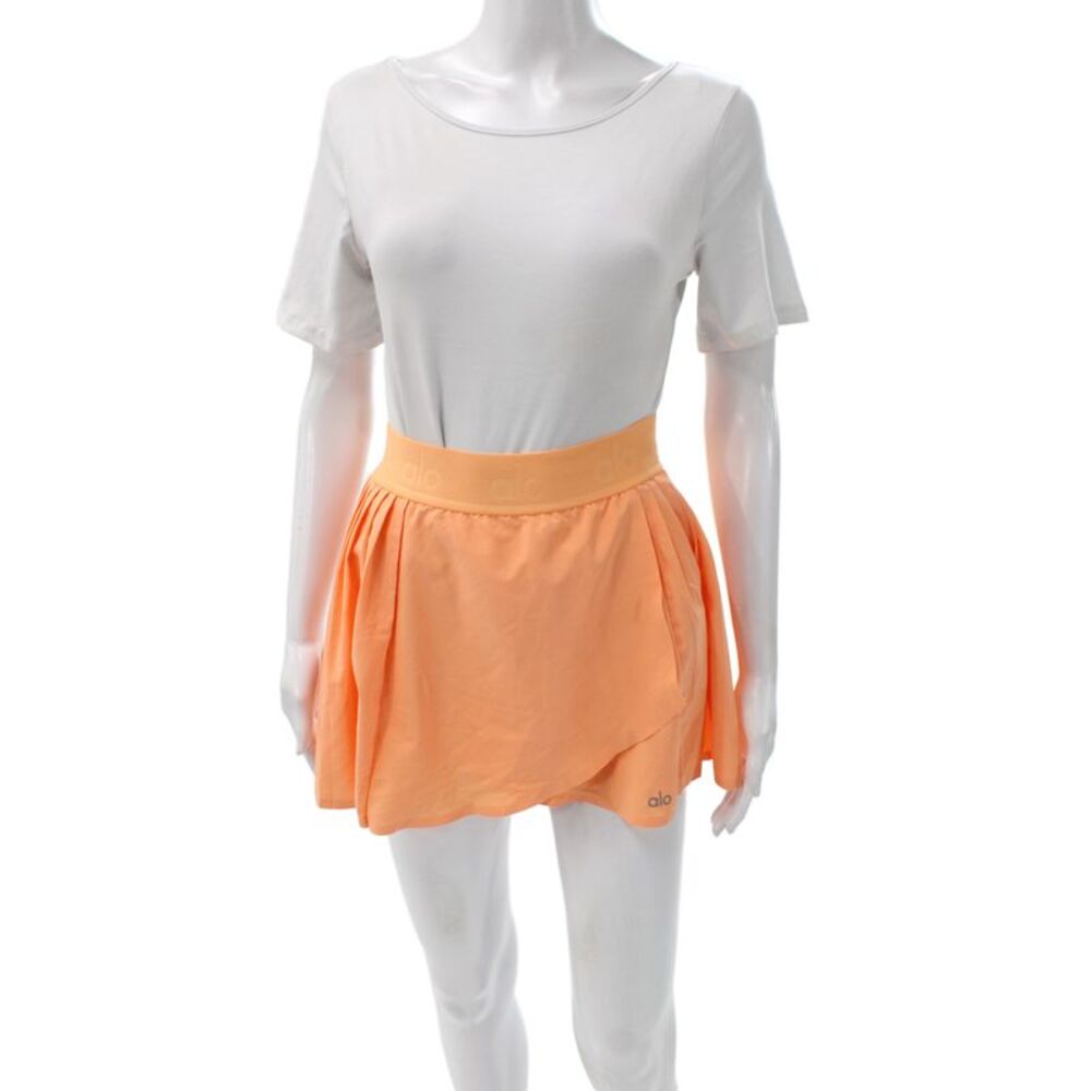 Alo Womens Athletic Skort Mini Orange Pull On Polyester Size XS